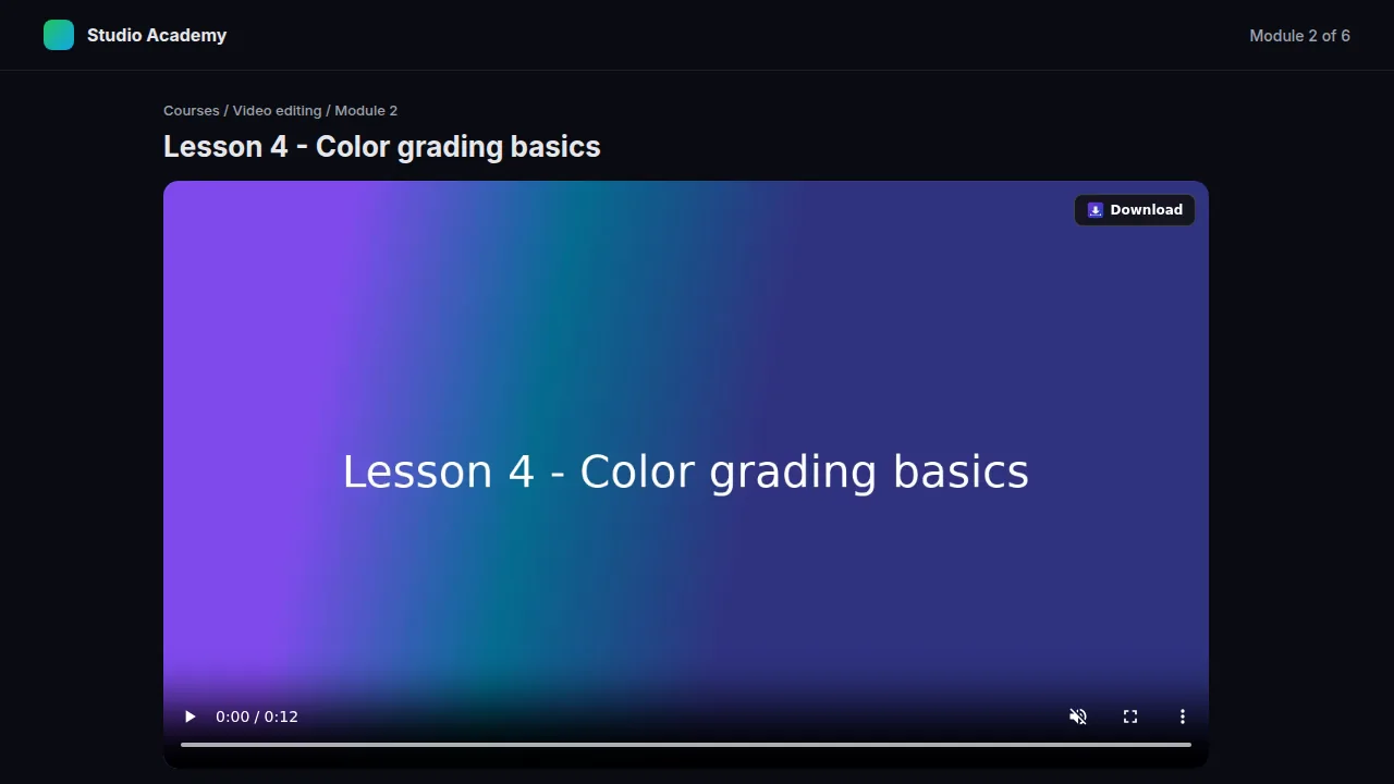 Vidora download button over a video player in a Chrome tab